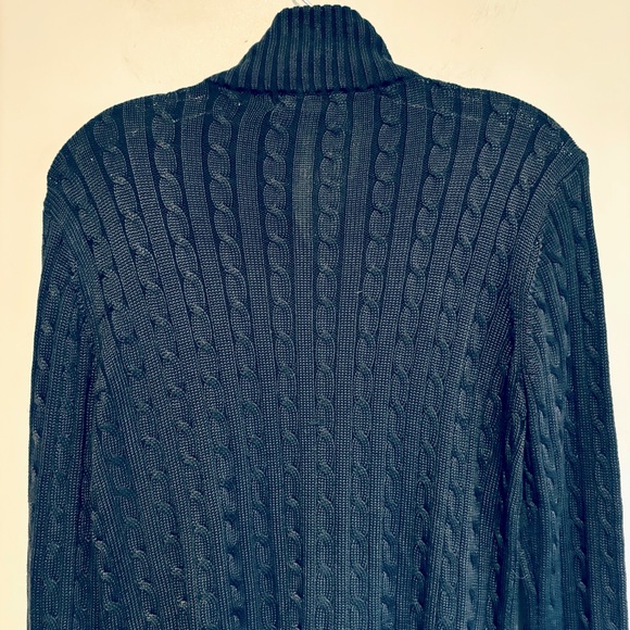 Lauren Ralph Lauren CableKnit Cardigan w/Gold Trim - Picture 6 of 7